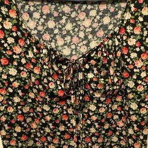 mid length floral dress.